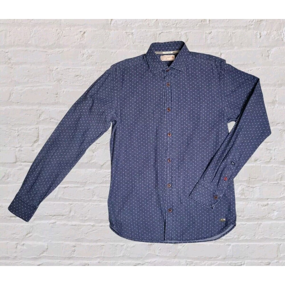 Scotch Soda Arrow Print Button Front Shirt Mens SM Blue Chambray Western